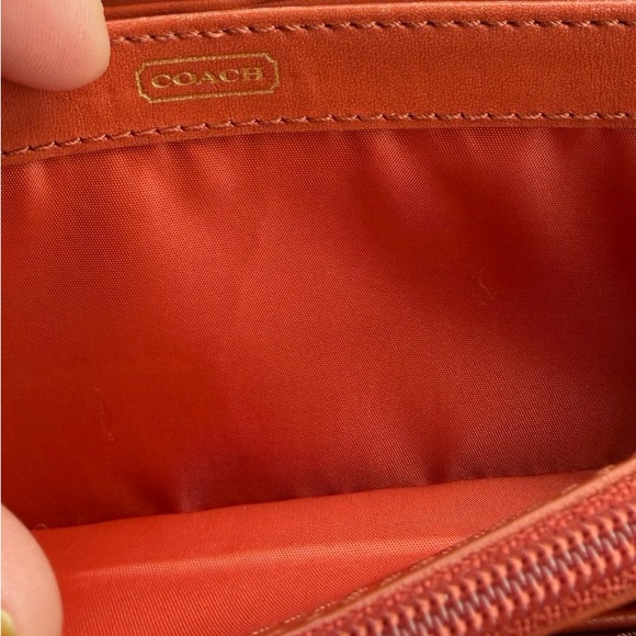 Coach. Orange Leather Wallet - Picture 6 of 7